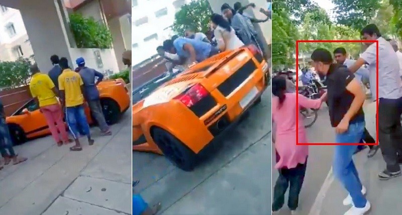 Pengemudi Lamborghini Ini Dikeroyok Warga Gara-Gara Ngebut di Jalan Raya