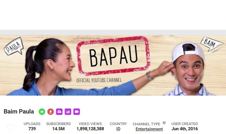 Baim Paula Jadi Channel YouTube Berpenghasilan Terbesar di Indonesia