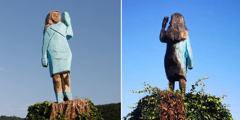  Patung Ibu Negara AS Melania Trump Dibakar di Kampung Halamannya