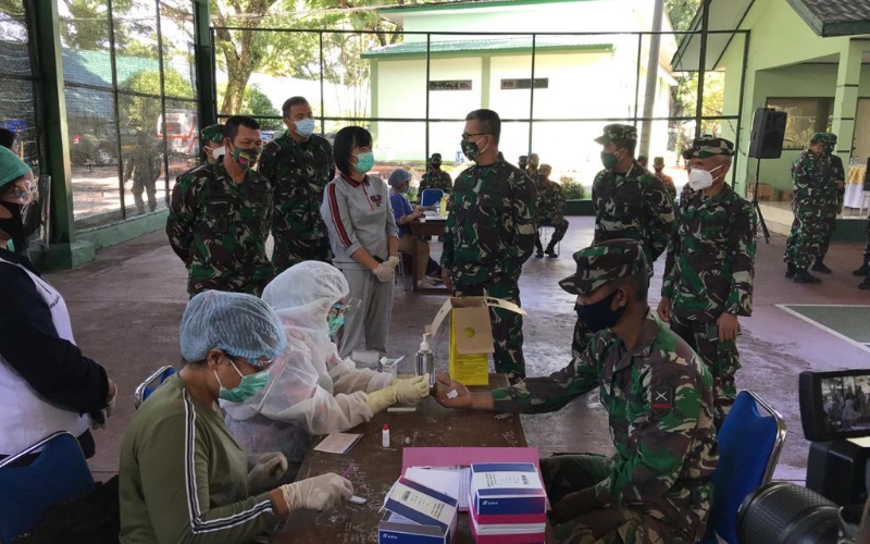 Rapid Test di Mako Rindam I/BB Pematangsiantar, 78 Prajurit TNI AD Reaktif Covid-19