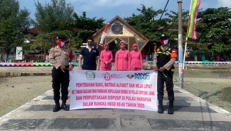 Bhayangkari Kepulauan Seribu-MNC Peduli Bantu Taman Baca di Pulau Harapan dan Untung Jawa