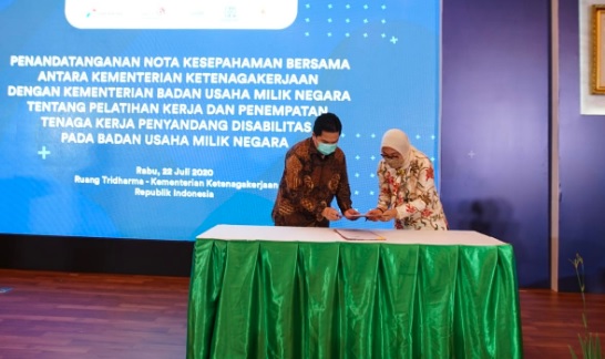 Amalkan Pancasila, Kemnaker-Kementerian BUMN Teken MoU Pekerja Disabilitas