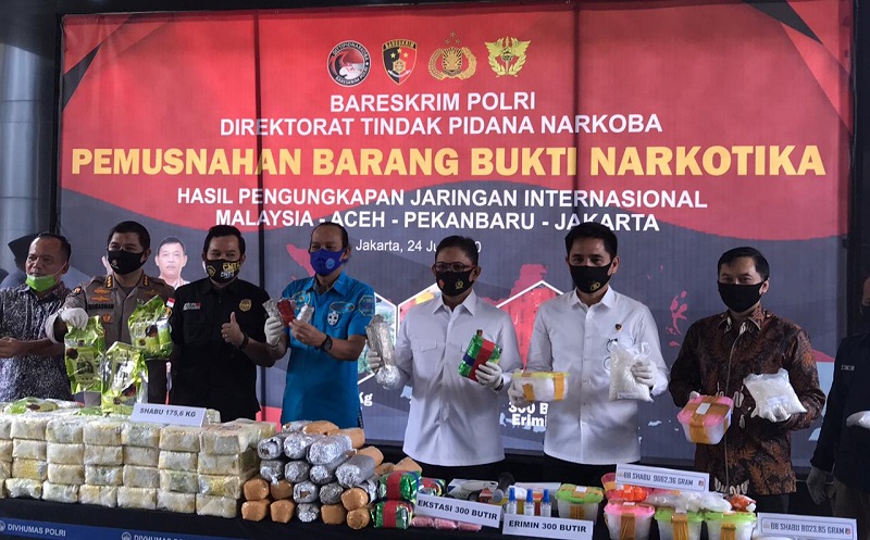Ungkap Peredaran Narkoba Jaringan Internasional, Bareskrim Musnahkan Sabu 175,6 Kg