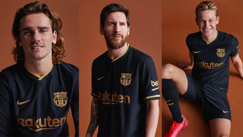 Dibalut Warna Hitam dan Emas, Jersey Tandang Barcelona Terlihat Elegan