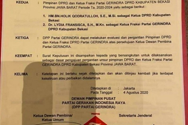 Prabowo Subianto Dikabarkan Ganti Ketua DPRD Kabupaten Bekasi 