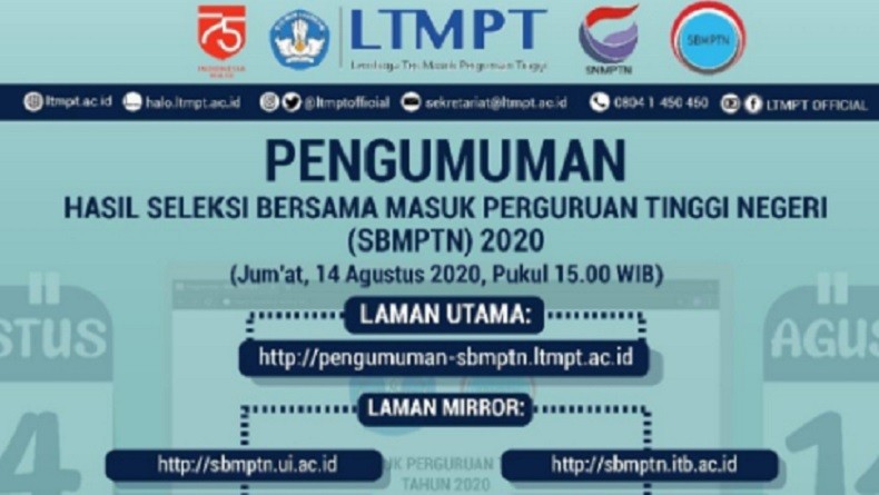 Hasil SBMPTN Diumumkan Jumat 14 Agustus 2020
