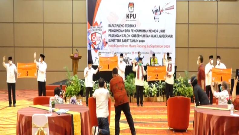 KPU Sumbar Undi Nomor Urut Paslon Gubernur dan Wakil