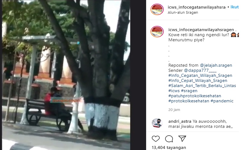 Viral Pasangan Mesum di Alun-Alun Sragen, Netizen Gerah