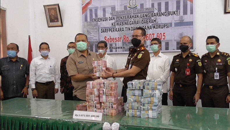Kejari Belawan Serahkan Rp3 Miliar Uang Korupsi Proyek IPA Martubung ke Pemprov Sumut