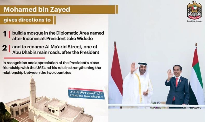Bukan Hanya Jalan, Masjid Joko Widodo Akan Berdiri di Uni Emirat Arab