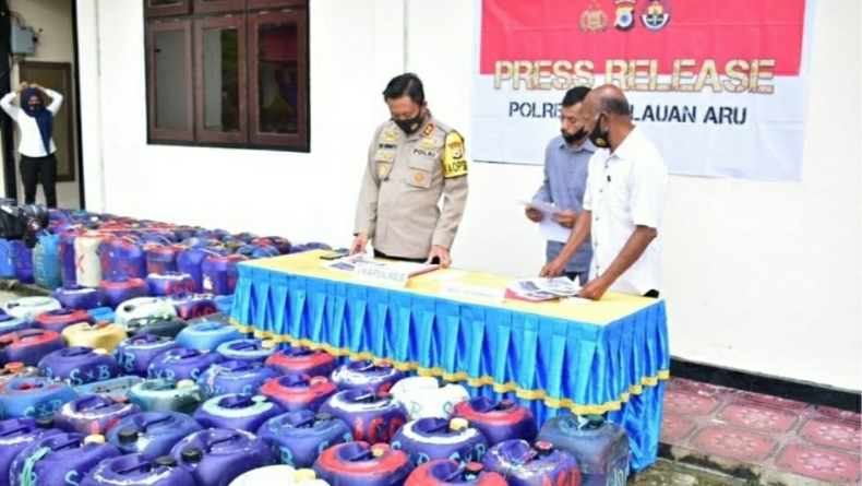 3,6 Ton Miras Tradisional Disita Aparat Polres Kepulauan Aru, Diduga Dipesan dari Saumlaki