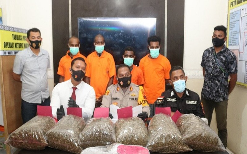 Bawa 10 Kg Ganja ke Jayapura, 4 Warga Papua Nugini Ditangkap