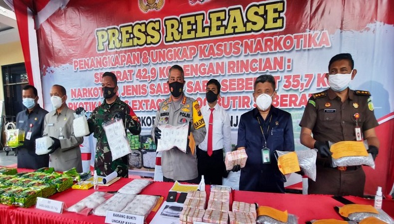 Rekor Tangkapan Terbesar, Polresta Banjarmasin Sita 42,9 Kg Narkoba