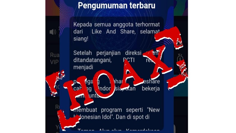 Pengumuman, Ada yang Bikin Hoaks tentang RCTI! RCTI : Kegiatan 'Like and Share' Penipuan