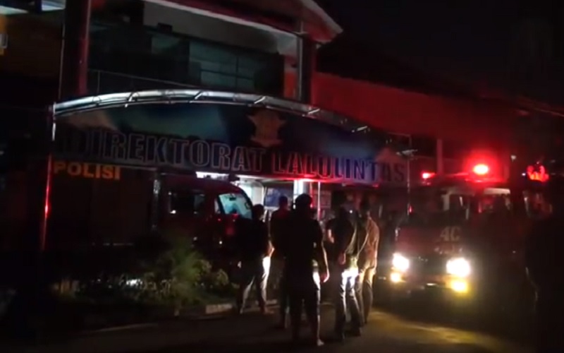 Kantor RTMC Ditlantas Polda Jatim Kebakaran