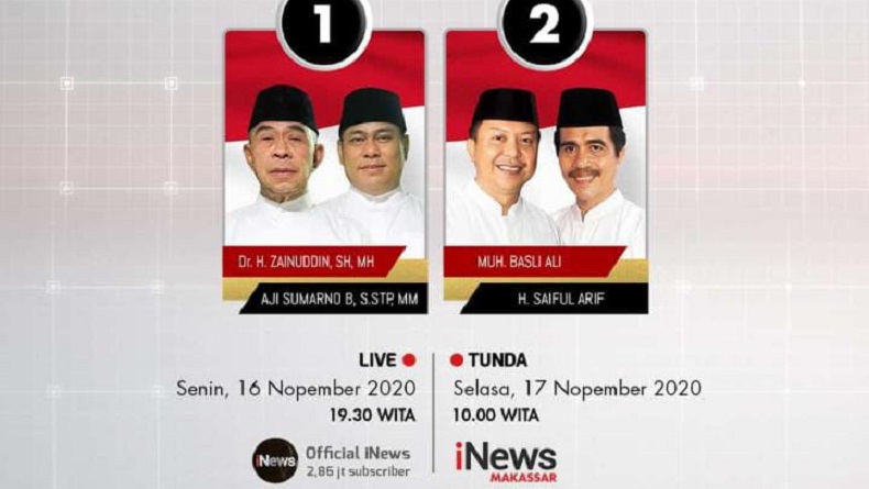 Debat Pilkada Selayar, Tonton di YouTube Official iNews Nanti Malam