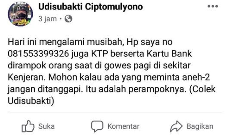 Guru Besar ITS Dibegal saat Gowes di Kenjeran Surabaya, Ini Pesannya