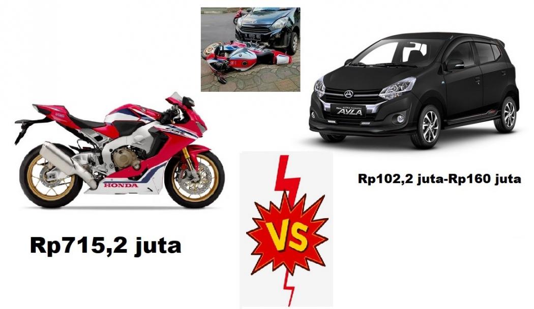 Viral Daihastu Ayla Tabrak Honda CBR1000RR, Harga 1 Motor Setara 5 Mobil