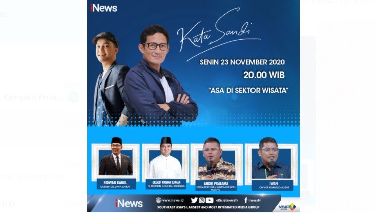 Kata Sandi iNews Malam Ini Pukul 20.00: Asa di Sektor Wisata