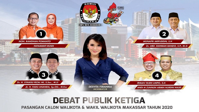Live hanya di iNews dan RCTI+, Jumat Pukul 08.30 WIB: Debat Pilwalkot Makassar, 4 Paslon Siap Adu Program