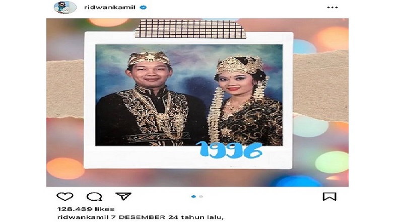 Ulang Tahun Pernikahan, Ridwan Kamil: Saya Ternyata Lelaki ke-42 yang Nyatakan Cinta