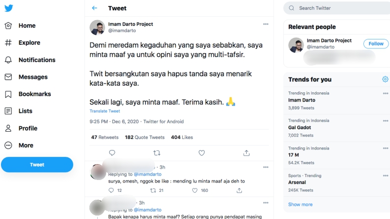 Blunder Cuit Korupsi Bansos Rp17 Miliar, Imam Darto Trending Topic Twitter