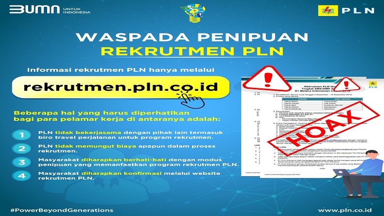 Awas Jangan Sampai Tertipu, Beredar Situs Lowongan Kerja Palsu Catut Nama PLN