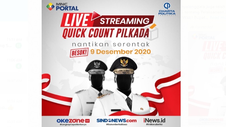 Tiga Portal MNC Jalin Kerja Sama dengan Charta Politika Siarkan Live Quick Count Pilkada Serentak 2020