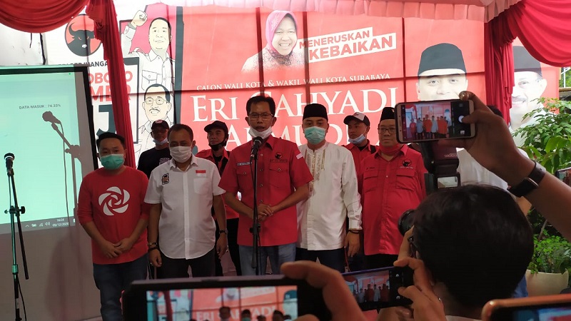 Unggul Hitung Cepat, Calon Wali Kota Surabaya Eri Cahyadi: Innalillahi wa Inna Ilaihi Rajiun 