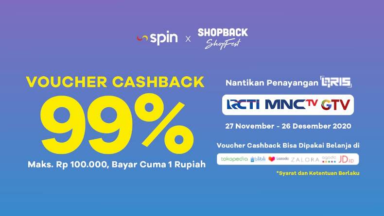 Terheboh! Belanja Rp1 Pakai SPIN hingga 26 Desember, Raih Cashback 99 Persen