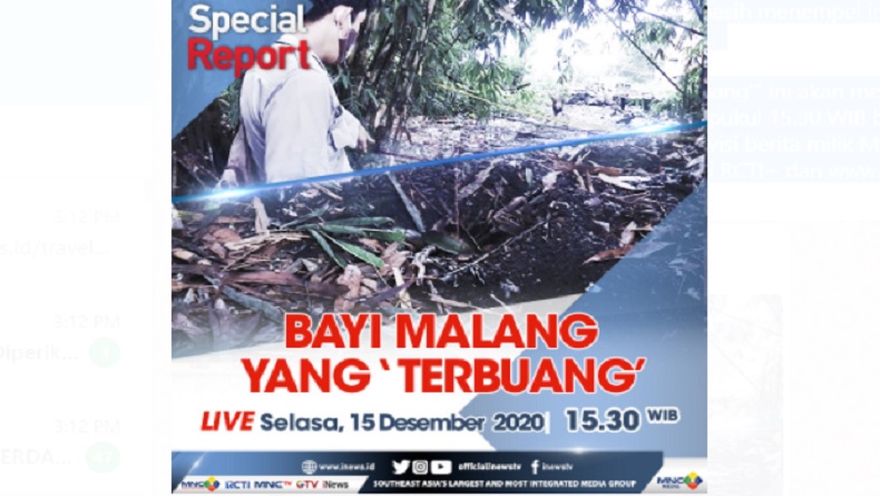 Special Report Live di iNews dan RCTI+ Selasa Pukul 15.30: Bayi Malang yang 'Terbuang'