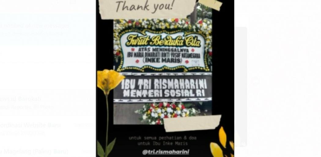 Ucapan Belasungkawa Mengalir kepada Mendiang Inke Maris, Salah Satunya dari Tri Rismaharini