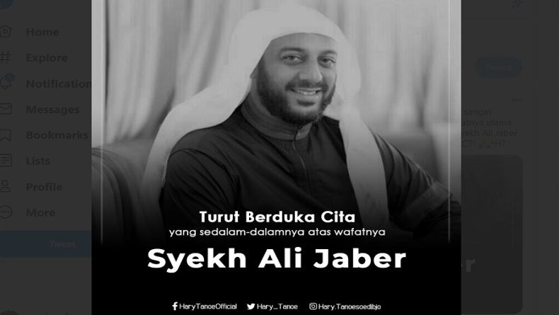 Sampaikan Duka Mendalam, Netizen: Terima Kasih Hary Tanoesoedibjo Tampilkan Sosok Syekh Ali Jaber di RCTI