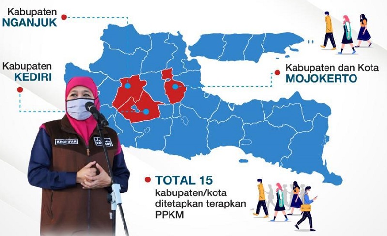 Zona Merah Covid-19 Bertambah, PPKM di Jatim Diperluas di 15 Daerah