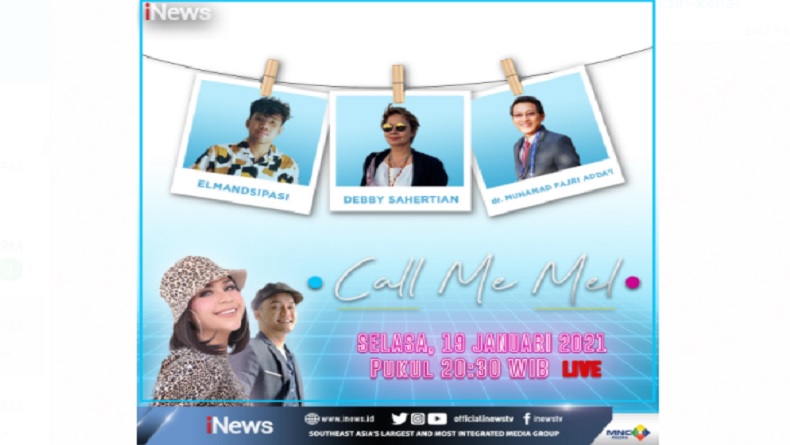 Call Me Mel Live di iNews dan RCTI+ Selasa Malam Ini Pukul 20.30: Debby Sahertian x Elmandsipasi, Dosen dan Mahasiswa Bahasa Gaul 