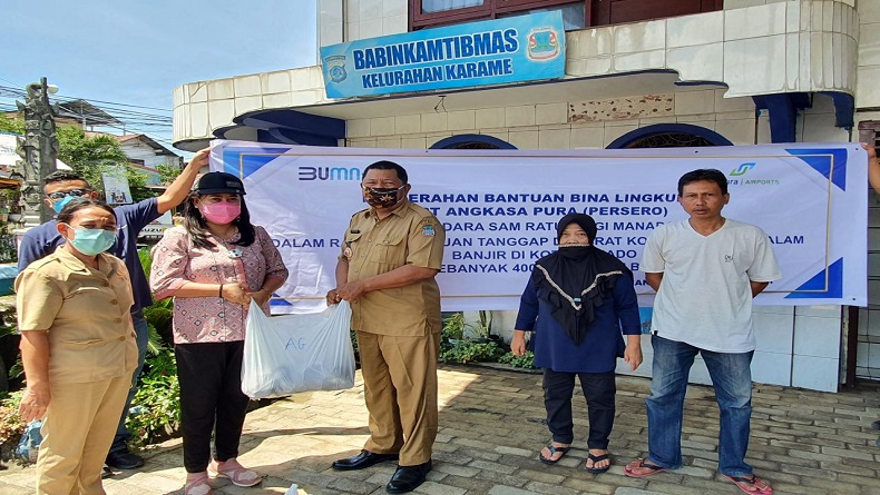 Bandara Sam Ratulangi Salurkan Bantuan Tanggap Darurat Korban Banjir di Manado