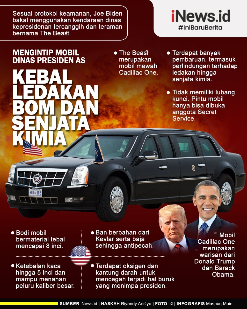 Infografis Mobil Presiden AS Joe Biden, Kendaraan Dinas Tercanggih dan Teraman