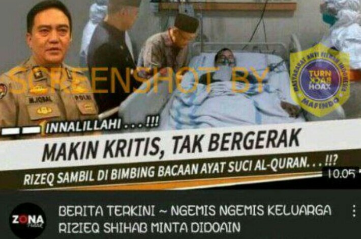Beredar Foto Hoaks Habib Rizieq Kritis di Rumah Sakit, Ini Faktanya