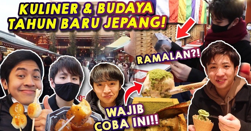 Jalan-Jalan Menyambut Tahun Baru 2021, Jerome Polin Bersama Waseda Boys Coba Aneka Street Food di Jepang