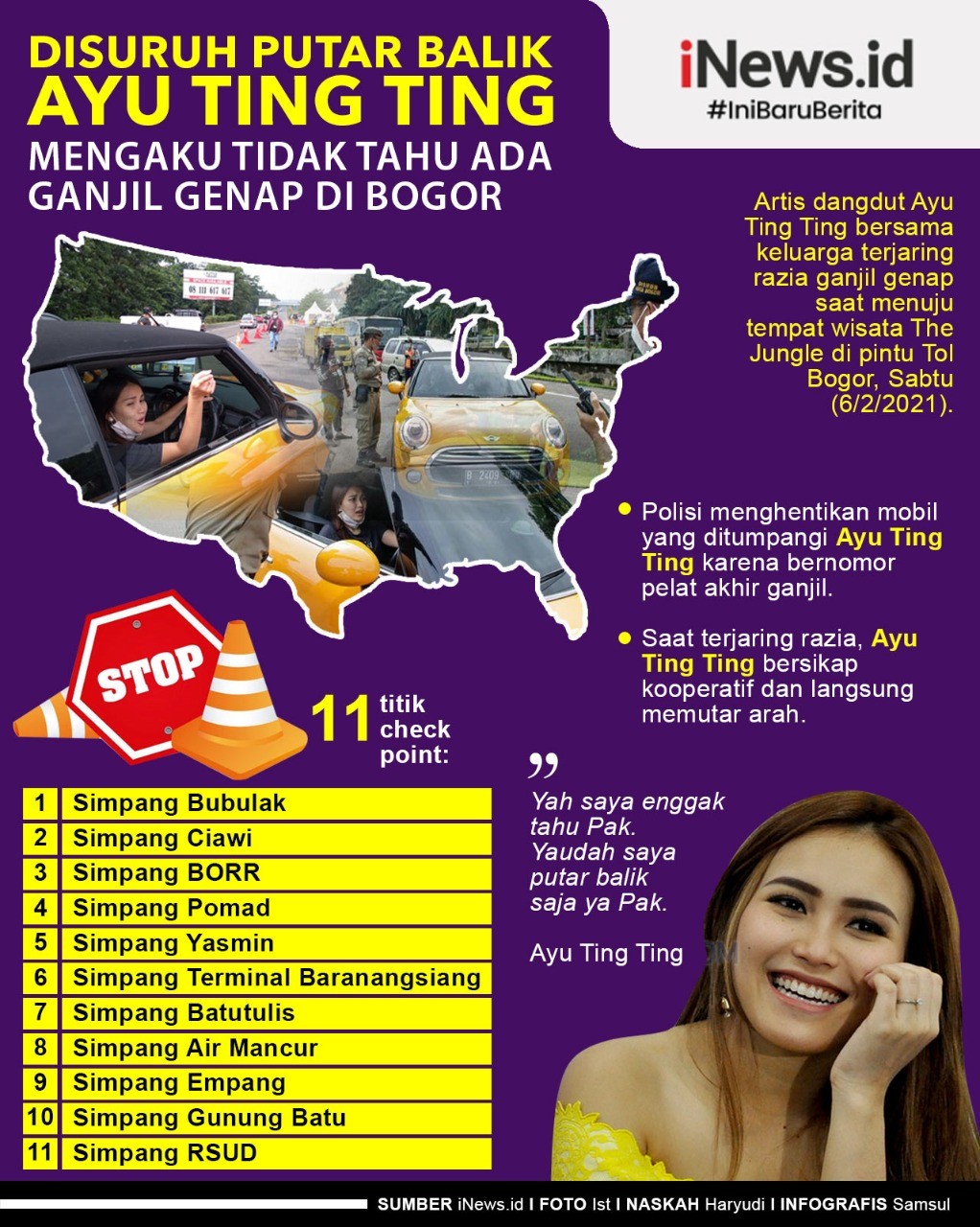 Momen Ayu Ting Ting Kena Razia Ganjil Genap di Bogor