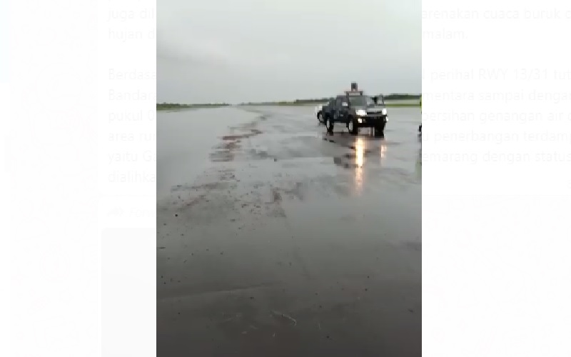 Runway Bandara Ahmad Yani Semarang Tergenang