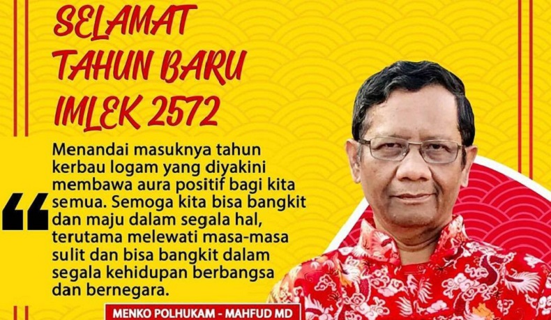 Ucapkan Selamat Tahun Baru Imlek, Mahfud MD: Semoga Kita Bisa Bangkit dan Melewati Masa Sulit