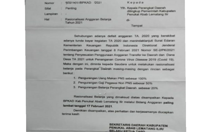  Krisis Anggaran di PALI, Uang Makan PNS Dihapus, Gaji Honorer-TKS Dipangkas