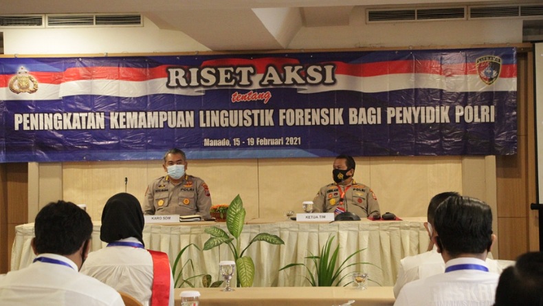 Puslitbang Polri Lakukan Riset Aksi Katpuan Linguistik Forensik bagi Penyidik Polda Sulut