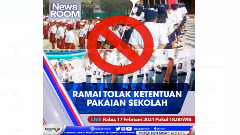 Geger! Publik Ramai Tolak Ketentuan Seragam Sekolah, Tonton di iNews Room Pukul 18.00 Ini!