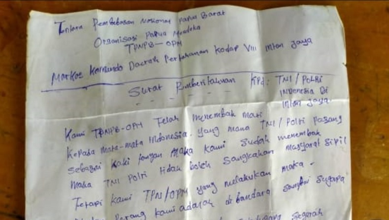 Terungkap, KKB Papua Bikin Surat Pernyataan Perang terhadap TNI-Polri
