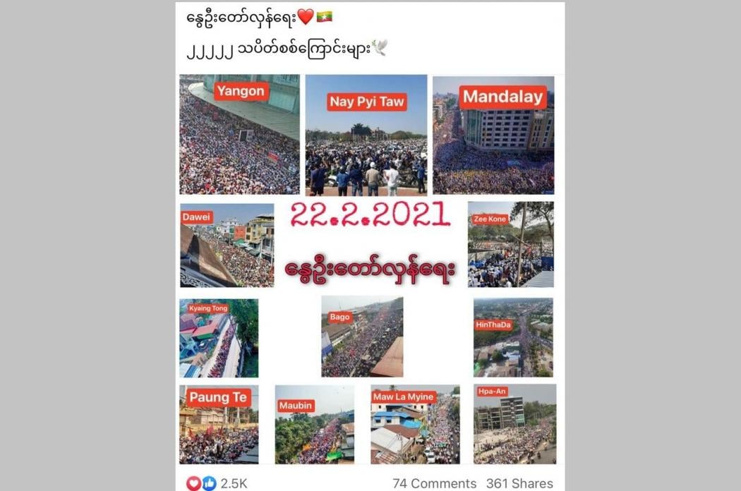 Demo Besar Tolak Kudeta, Jalan di Kota-Kota Myanmar Jadi Lautan Manusia