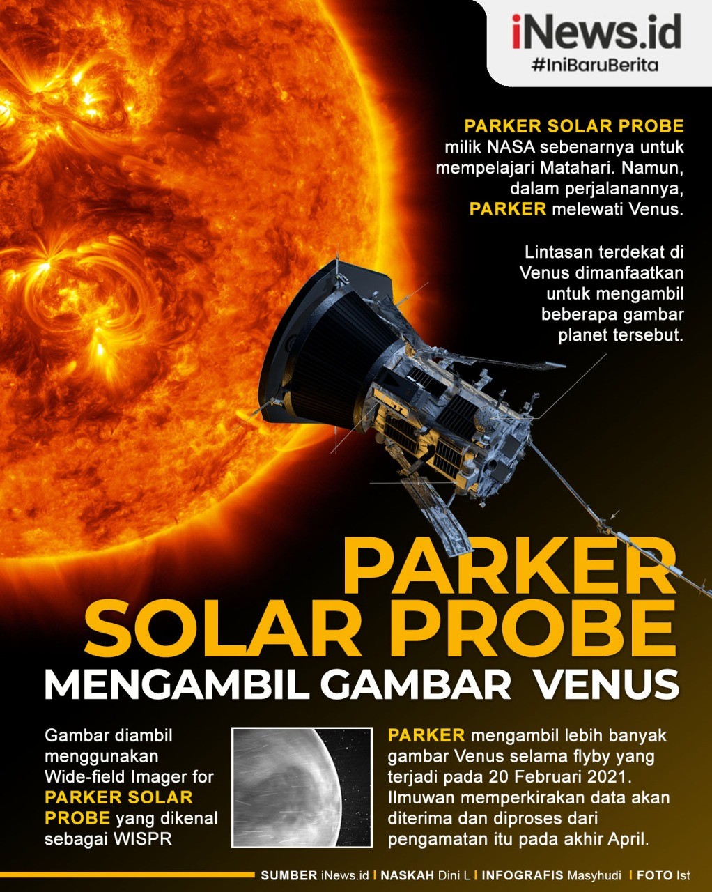 Infografis Solar Parker Probe Potret Venus dari Jarak Dekat