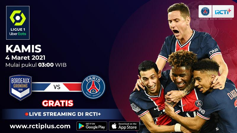 Link Live Streaming Bordeaux Vs PSG di RCTI+