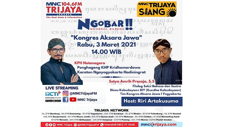 Ngobrol Bareng Pangeran tentang Aksara Jawa, Ikuti Live Streaming IG Live dan YouTube MNC Trijaya!